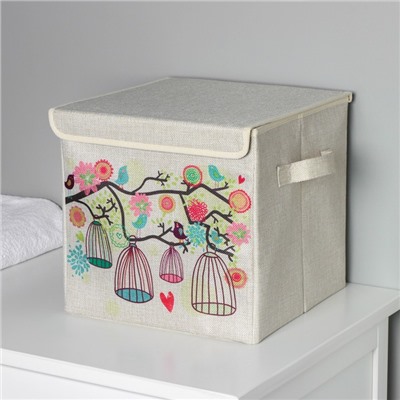 Короб для хранения с крышкой «Весна», 29×29×28.5 см, стеллажный, бежевый