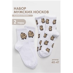 Носки мужские Капибара бой (набор 2 пары) (Белый)
