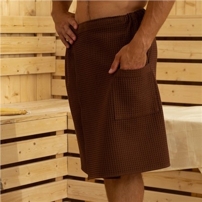 Полотенце банное Этель «Килт» с карманом 60×140 см цв. горький шоколад, 100% хл, вафля 240 г/м²