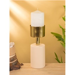 Подсвечник на 1 свечу «Кубок», 10×10×28.5 см, кремовый с золотом