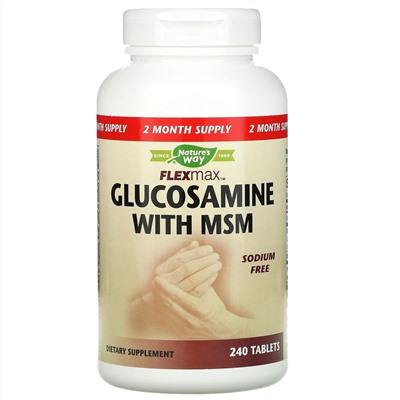 Nature's Way, FlexMax, с глюкозамином и МСМ без натрия, 240 таблеток