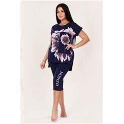 Костюм с бриджами FASHION flower 397 (Темно-синий)