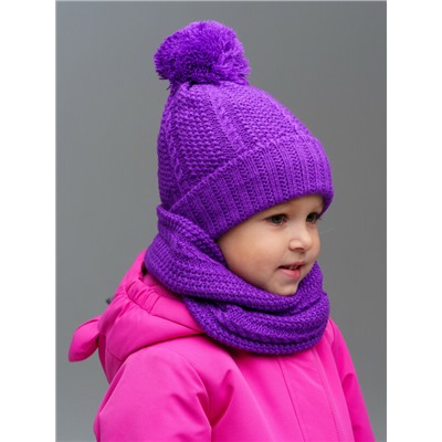 Комплект детский трикотажный для девочек: шапка, снуд
