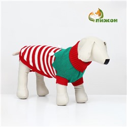 Свитер новогодний для животных «Ягодка», размер L, ДС 35, ОШ 30, ОГ 45 см, красный, зелёный