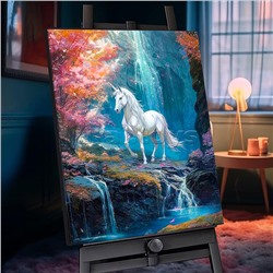 Картина по номерам 40х50 "Сказочный единорог" с кристаллами из хрусталя (29 цветов)