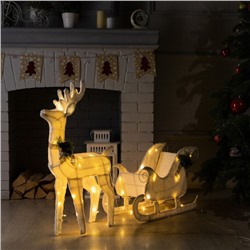 Светодиодная фигура «Олень», 56×76×15 см, текстиль, металл, 220 В, свечение тёплое белое