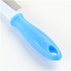 Расчёска «Комфорт» с частыми зубьями, нескользящая ручка, 21×3.5 см, голубая