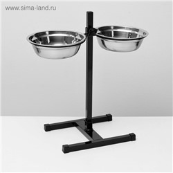Подставка с мисками, 2×1.5 л, высота 50 см, разборная, чёрная