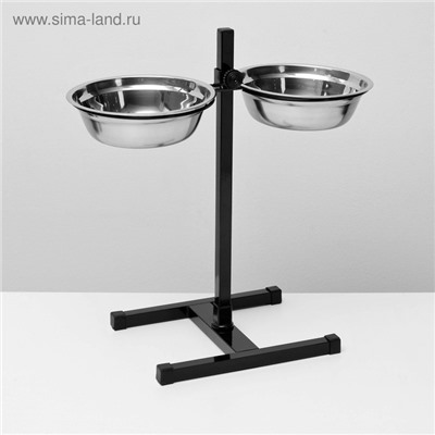 Подставка с мисками, 2×1.5 л, высота 50 см, разборная, чёрная