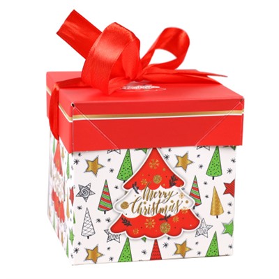 Коробка подарочная 10х10х10 см складная / A10-2 /уп 12/1200/Новый год