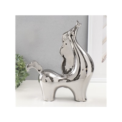 Фигурка керамика «Гордый конь», серебро, 7.5×26×31 см
