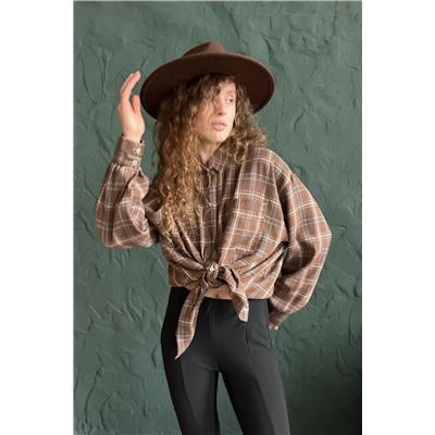 Рубашка женская  HUG077/13/Коричневый, бежевый