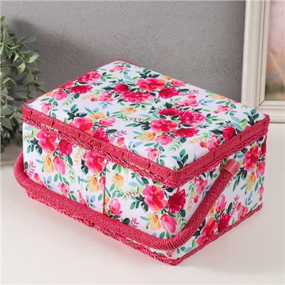 Шкатулка для рукоделия и шитья «Акварельные цветы», хранение ниток, иголок, мелочи, 19×26×14.5 см