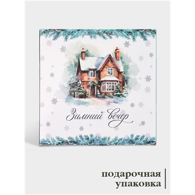 Менажница новогодняя Доляна «Зимний вечер», 5 секций, 25.5×3.1 см, доломит, белая