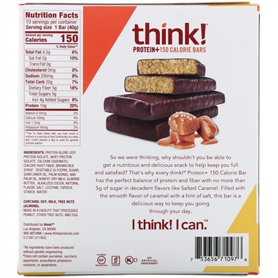 Think !, Protein+ 150 Calorie Bars, Salted Caramel, 10 Bars, 1.41 oz (40 g) Each