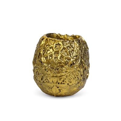 Декоративное кашпо для цветов «Череп цветочный», 80 мл, 7×11×7 см, гипс, золотистое