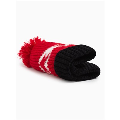 Шапка MINAKU с помпоном, размер 50-52, красная