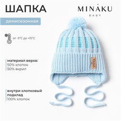 Шапка детская MINAKU, размер 35-40, голубая
