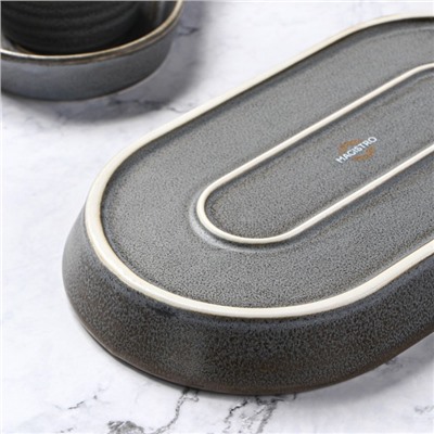 Блюдо Magistro Urban, 450 мл, 24×13.7×2.7 см, овальное, фарфор, серое