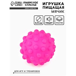 Игрушка пищащая «Мячик» для собак, 6.5 см, фуксия