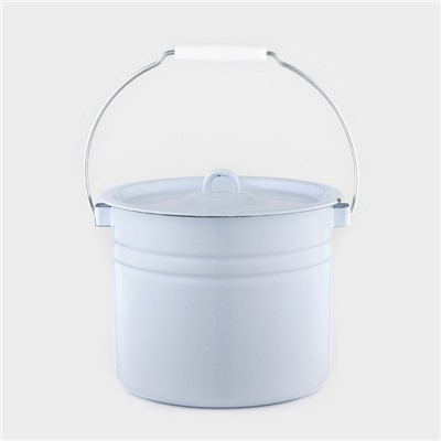 УЦЕНКА Ведро эмалированное цельнотянутое, 9 л, с крышкой, светлое