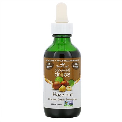 Wisdom Natural, SweetLeaf, Sweet Drops Stevia Sweetener, Hazelnut, 2 fl oz (60 ml)