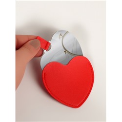 Зеркало карманное «Сердце», 8.4×9.5 см, в чехле из искусственной кожи, красное