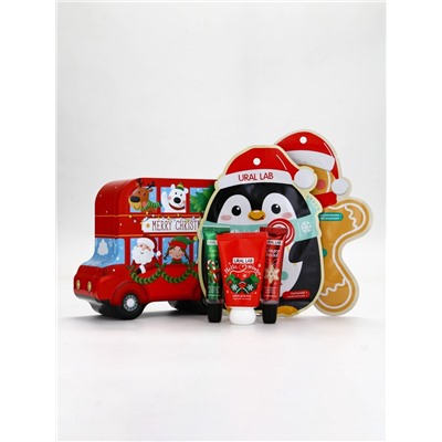 Новогодний подарочный набор косметики: маска для лица 2 шт., крем для рук и бальзам для губ, URAL LAB