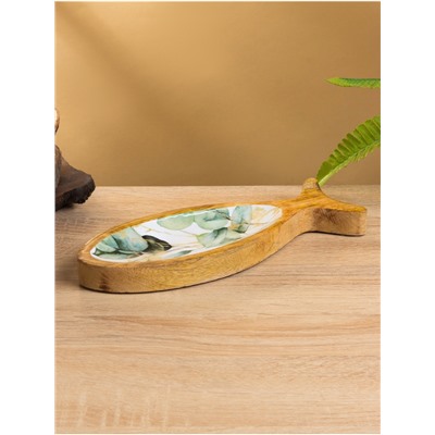 Блюдо в форме рыбки «Оливковая ветвь», 25.5×10×2 см, дерево манго