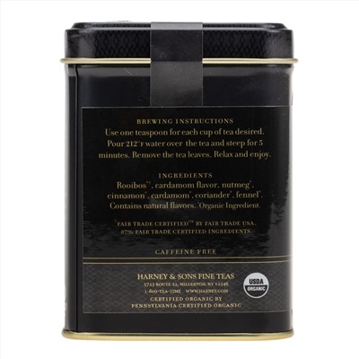 Harney & Sons, Organic Rooibos Chai, Herbal Tea, 4 oz (112 g)