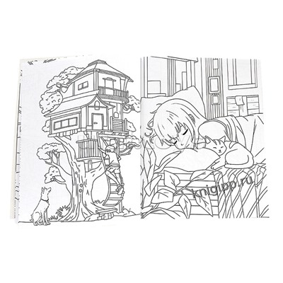 Раскраска аниме. Любимые питомцы