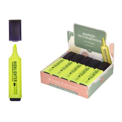 Текстовыделитель 1-5мм "Городской текст/CityText" желтый 22-0036 Bruno Visconti