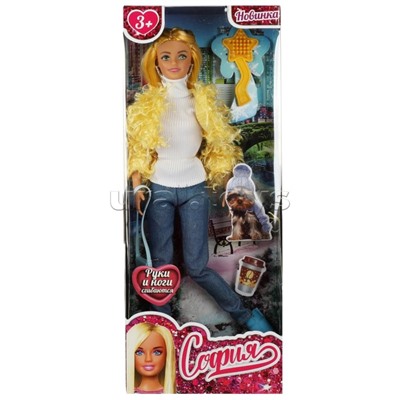 Кукла 29 см София, руки и ноги сгиб, "Зима" акс, кор