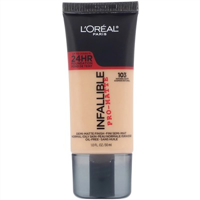 L'Oreal, Тональная основа Infallible Pro-Matte, оттенок Natural Buff 103, 30 мл