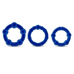 Набор из 3 синих эрекционных колец Stay Hard Beaded Cockrings