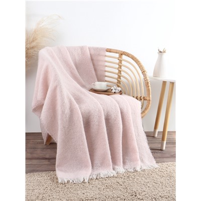 Плед с бахромой «Этель» Light pink, 135×180 см, светло-розовый