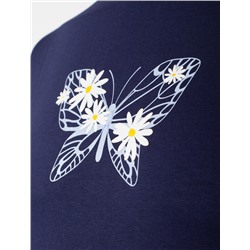 Футболка с принтом свободная эластичная из премиального хлопка