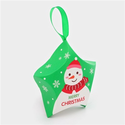 Подарочная новогодняя коробка, складная фигурная «Звезда снеговик» 7×5.5×2 см