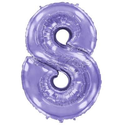 Шар (40''/102 см) Цифра, 8, Сиреневый, 1 шт. в уп.
