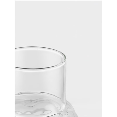 Графин «Рельеф», 1 л, 13×13×24 см, со стаканом 350 мл, с бамбуковой крышкой, стекло, прозрачный