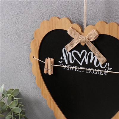 Панно настенное МДФ «Меловая доска. Сердце», декор, с прищепками, 1×28.5×29.5 см