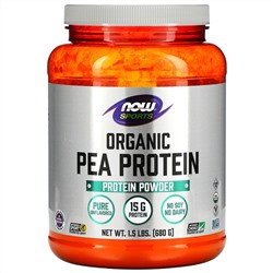 Now Foods, Sports, Белок из гороха органического происхождения, натуральный, не содержащий вкусовых добавок, 680 г (1,5 фунта)