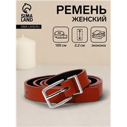 Ремень женский с винтом, 100×2.2 см, пряжка металл, серебристая, рыжий
