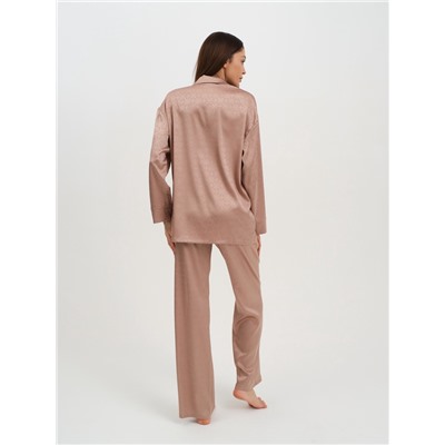 Пижама женская (рубашка, брюки) KAFTAN «Треугольники», бежевая, размер 40-42