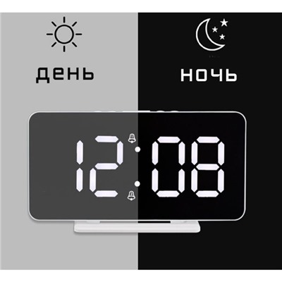 Часы электронные настольные, USB, календарь, подсветка, будильник, термометр, на подвесе