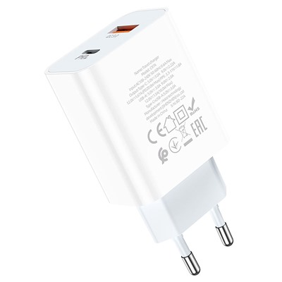 Адаптер Сетевой Hoco C97A PD QC3.0 USB/Type-C 3A/20W (white)
