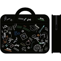 Папка пластиковая А4 на молнии с ручками 33х26х7,5 см ПМ-А4-25 "КЛЁВАЯ ШКОЛА 2025" Пчелка