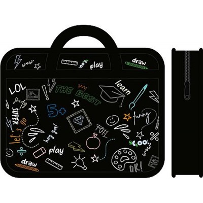 Папка пластиковая А4 на молнии с ручками 33х26х7,5 см ПМ-А4-25 "КЛЁВАЯ ШКОЛА 2025" Пчелка