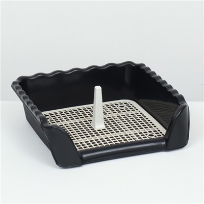 Туалет для собак с высокими бортами и съемной сеткой 38×36×12 см, чёрный