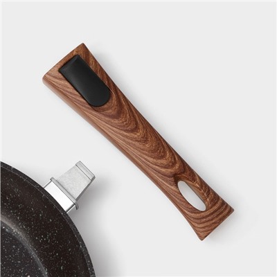 Сковорода Magistro Granit, d=24 см, съёмная ручка soft-touch, антипригарное покрытие, индукция, кованый алюминий, чёрная